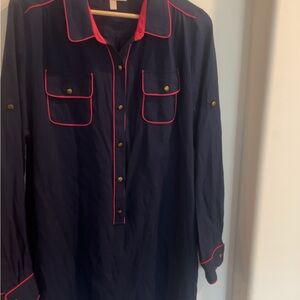 Banana Republic Navy Dress with Pink Piping